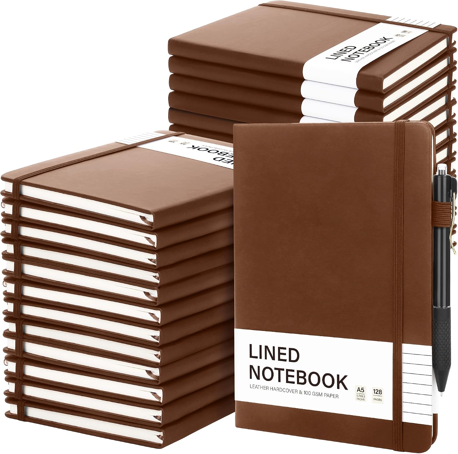 A5 Hardcover Notebook with Pen — Set of 30, 100 GSM Ruled Paper 30 Pack A5 Notebooks