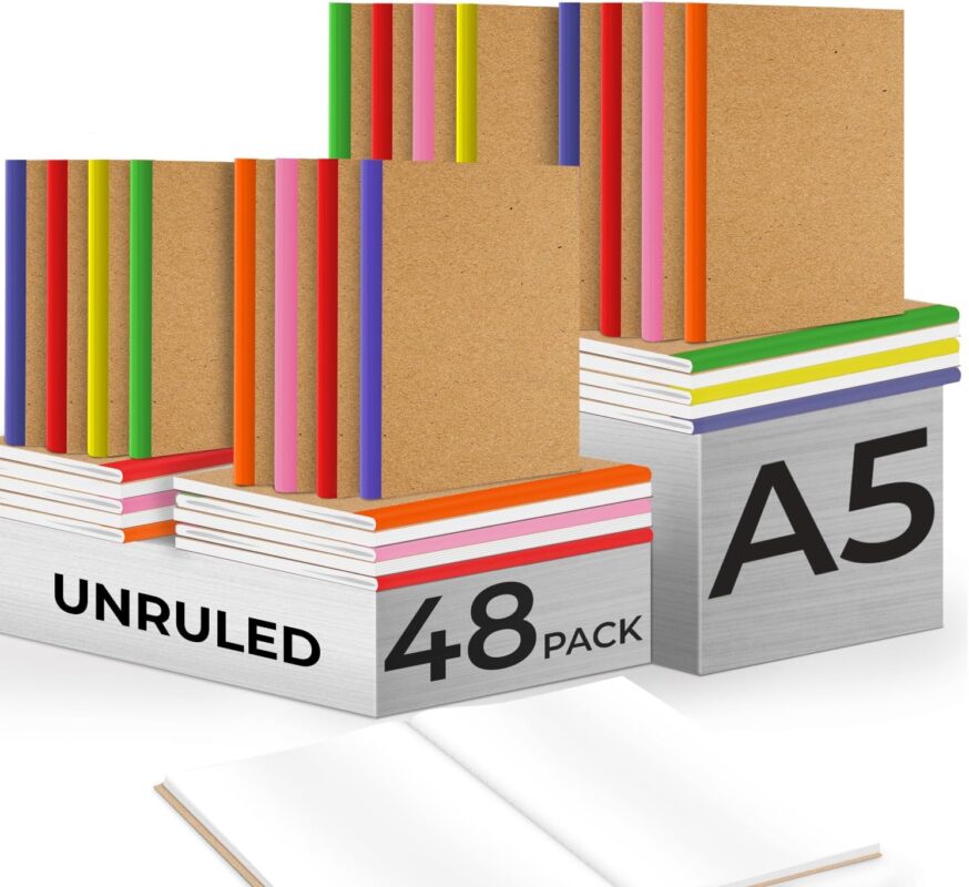 A5 kraft softcover blank notebooks - 48-Pack