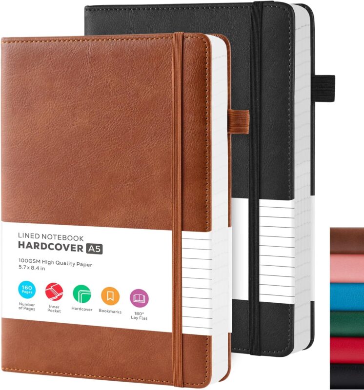 A5 Lined Hardcover Notebook Set