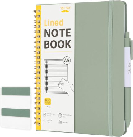 A5 green spiral notebook