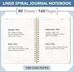 A5 Spiral-Bound Ruled Notebook — 160 Pages with Pen Loop, Green