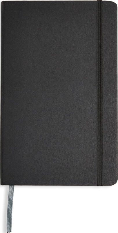 Black Lined Hardcover Journal with Elastic Closure