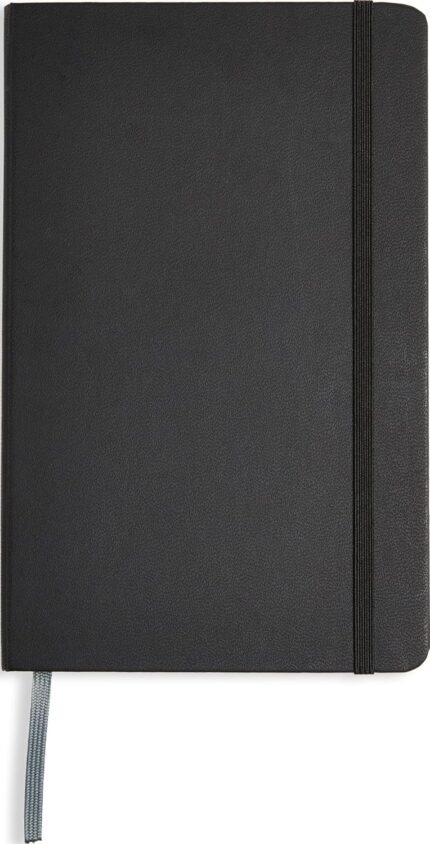 Black Lined Hardcover Journal with Elastic Closure