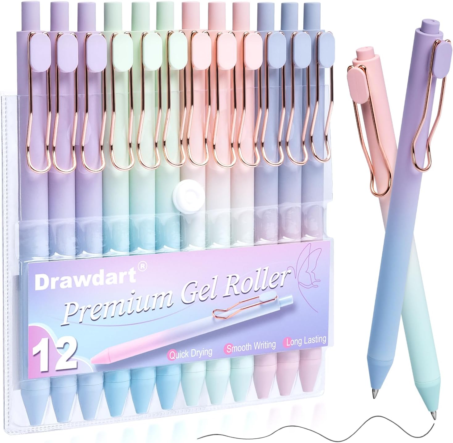 Retractable Pastel Gel Pens - 12-Pack