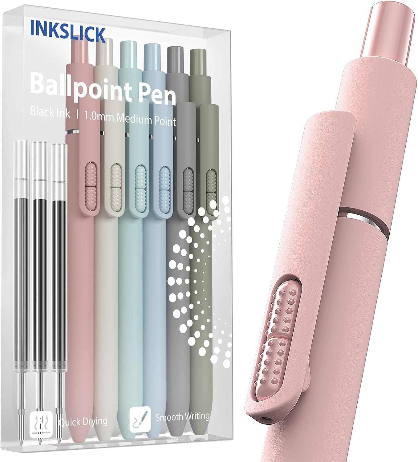 Six Retractable Ballpoint Pens