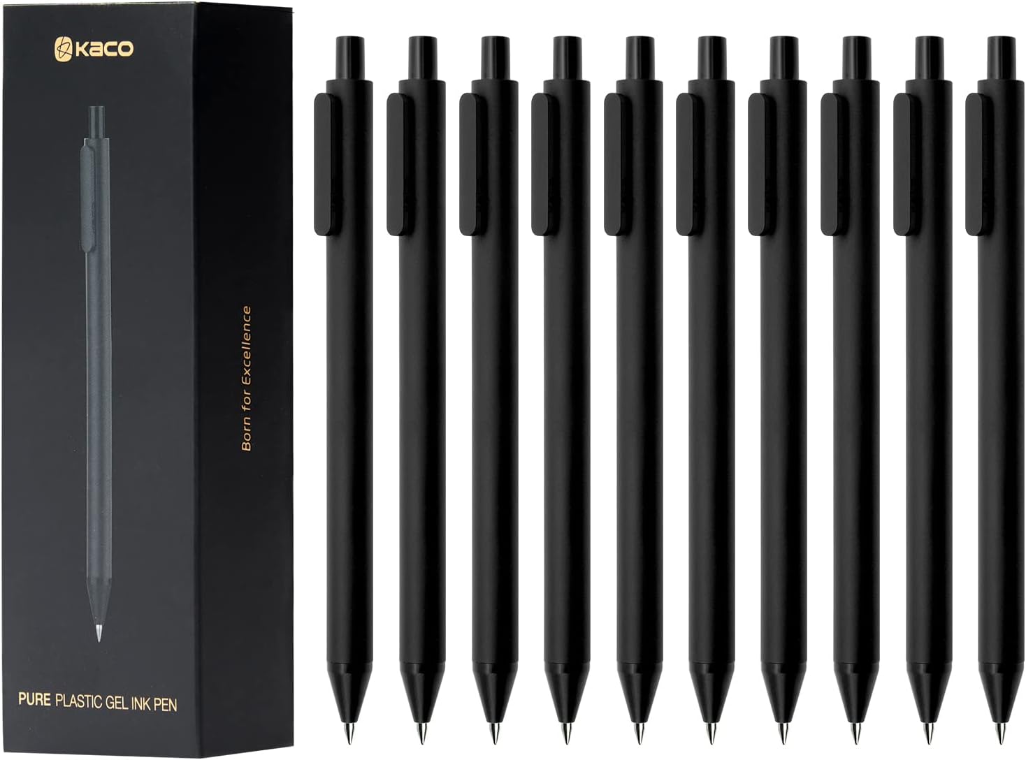 Ten Black Fine Point Gel Pens