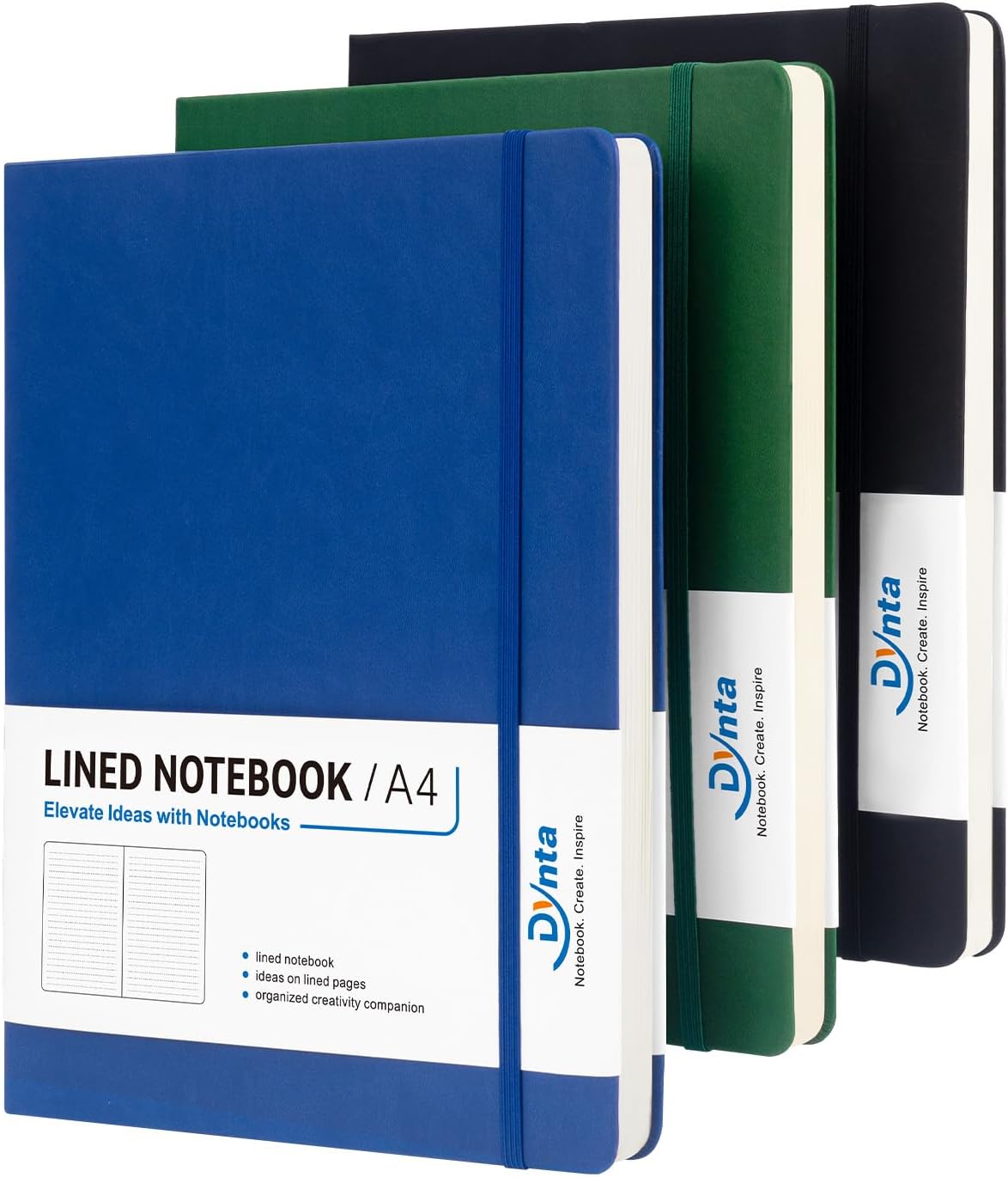 three A4 lined journals