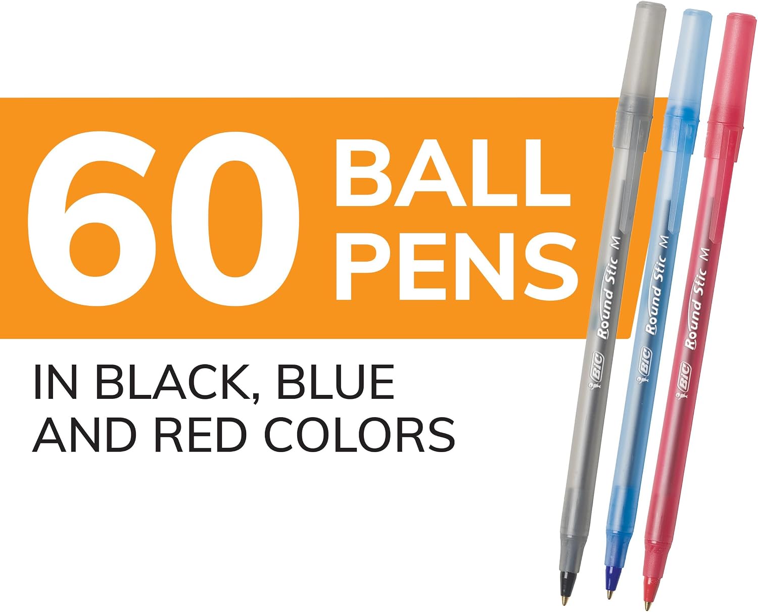 Assorted Ink Ballpoint Pens, 1.0 mm - 60 Count, Translucent Barrels