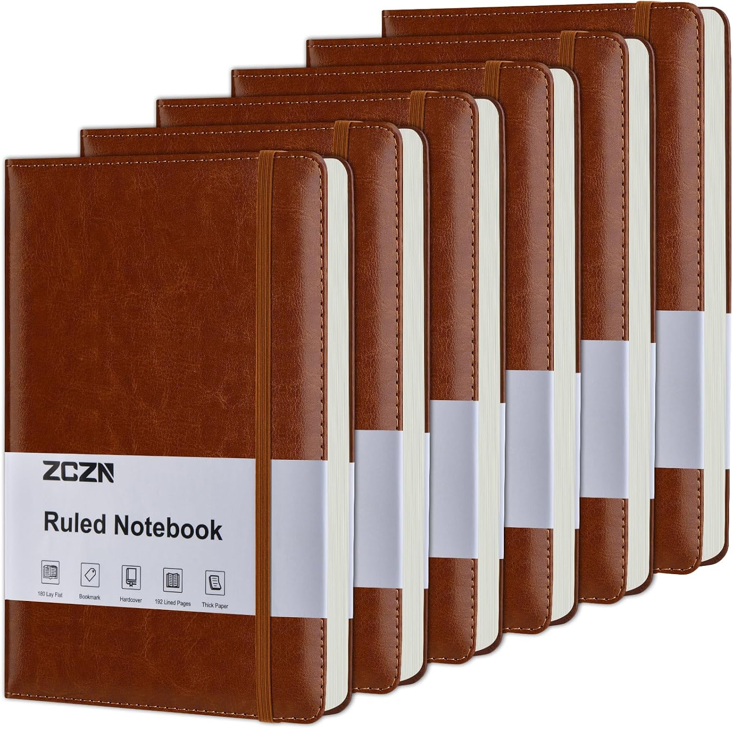 Six Brown A5 Lined Journals