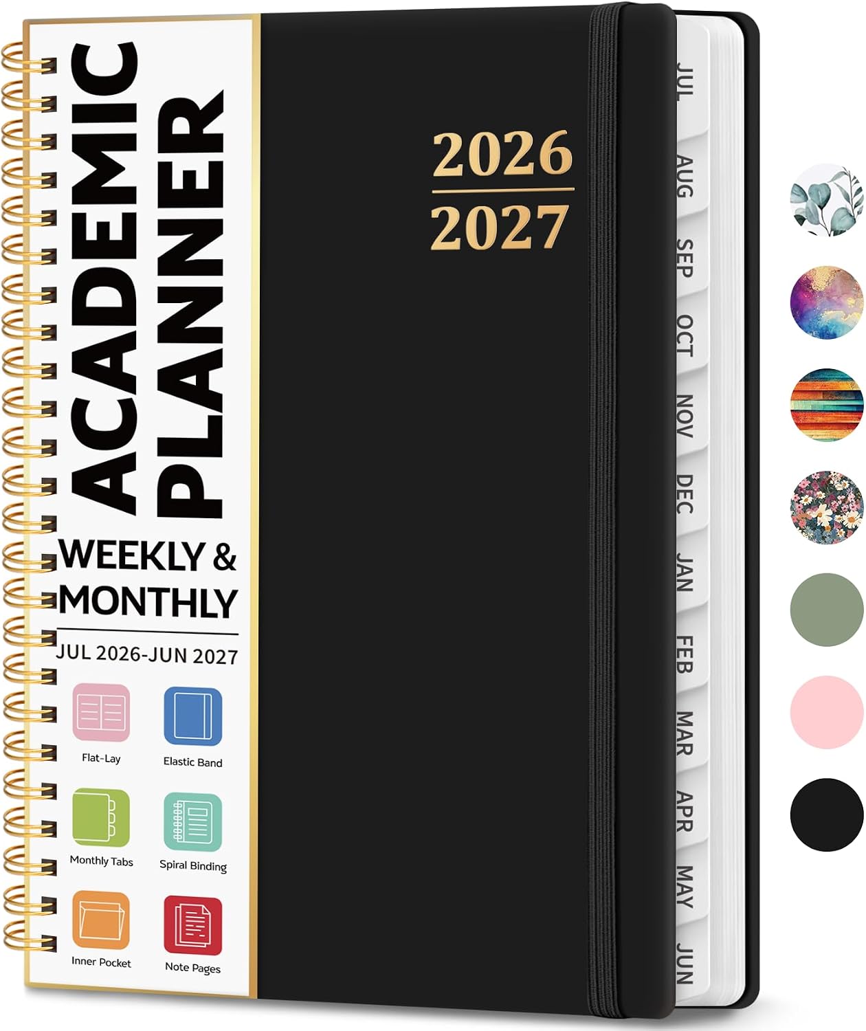 A5 Black Academic Planner 2026-2027
