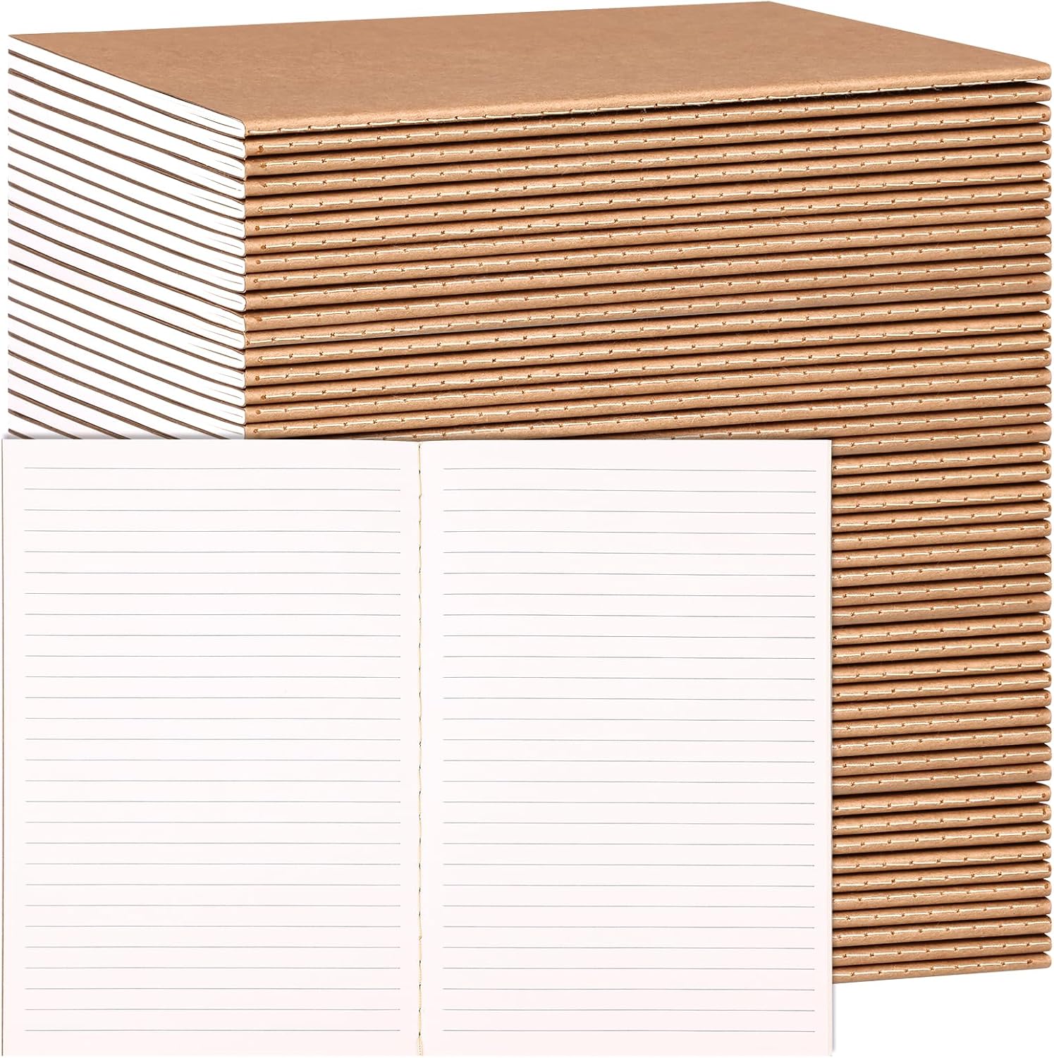 48-pack A5 kraft lined notebooks