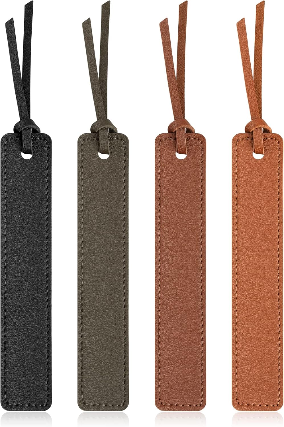 Four Leather-Look Stitched Bookmarks with Cord