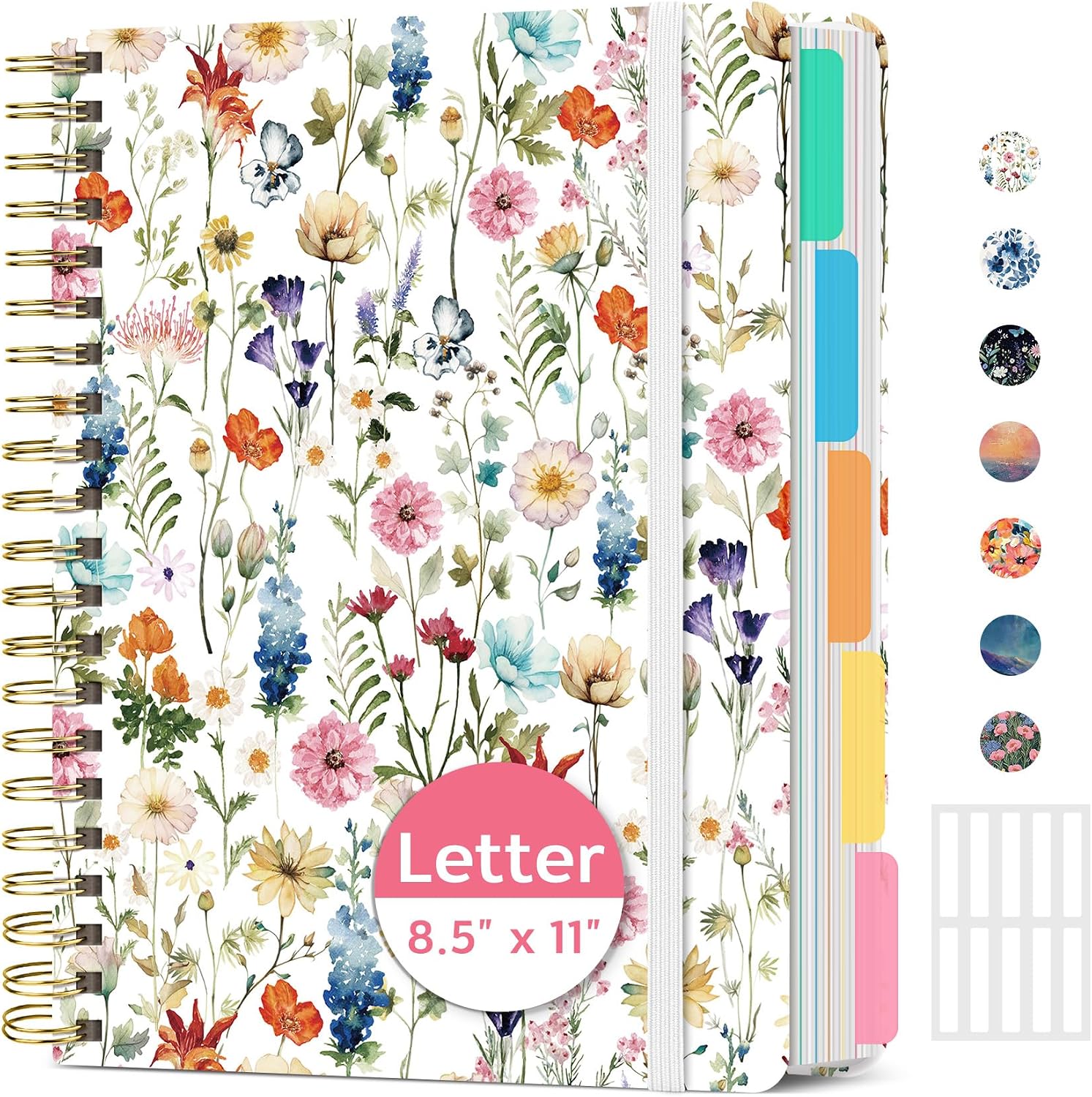 Wildflower Spiral Notebook with 5 Dividers